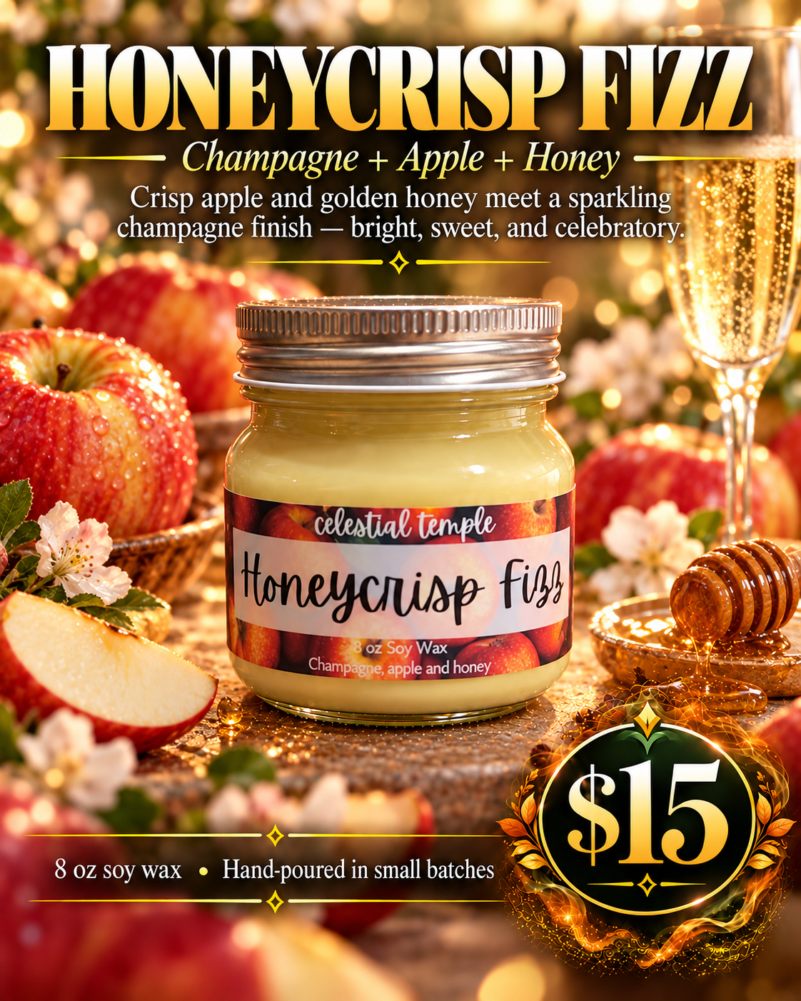 Honeycrisp Fizz | 8 oz Soy Candle