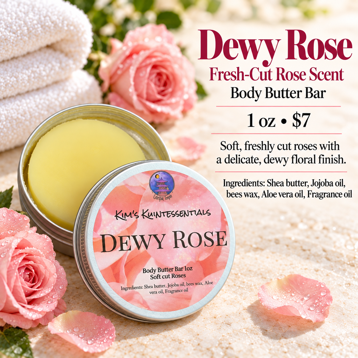 Dewy Rose - Body Butter Bar - 1 oz