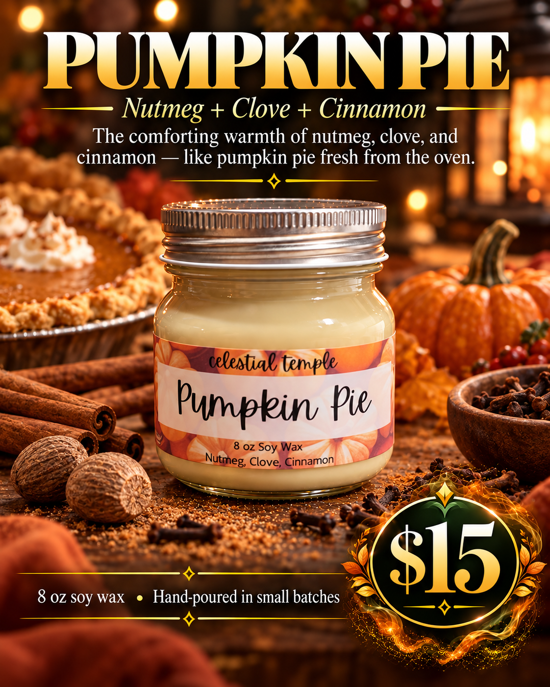 Pumpkin Pie | 8 oz Soy Candle
