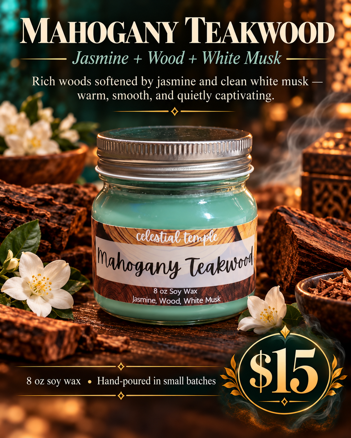 Mahogany Teakwood | 8 oz Soy Candle
